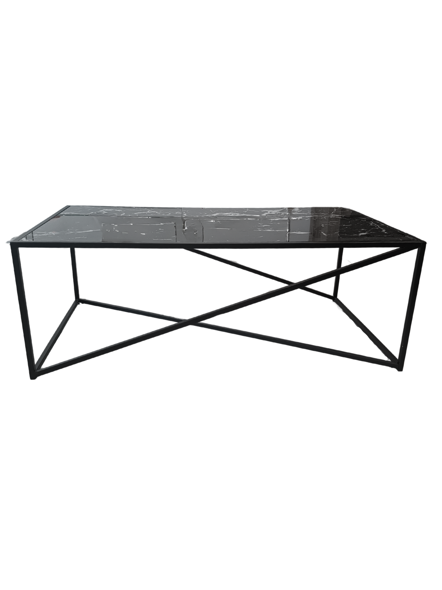 Nevio-1 Glass Marble Look Rectangular Table by Reality